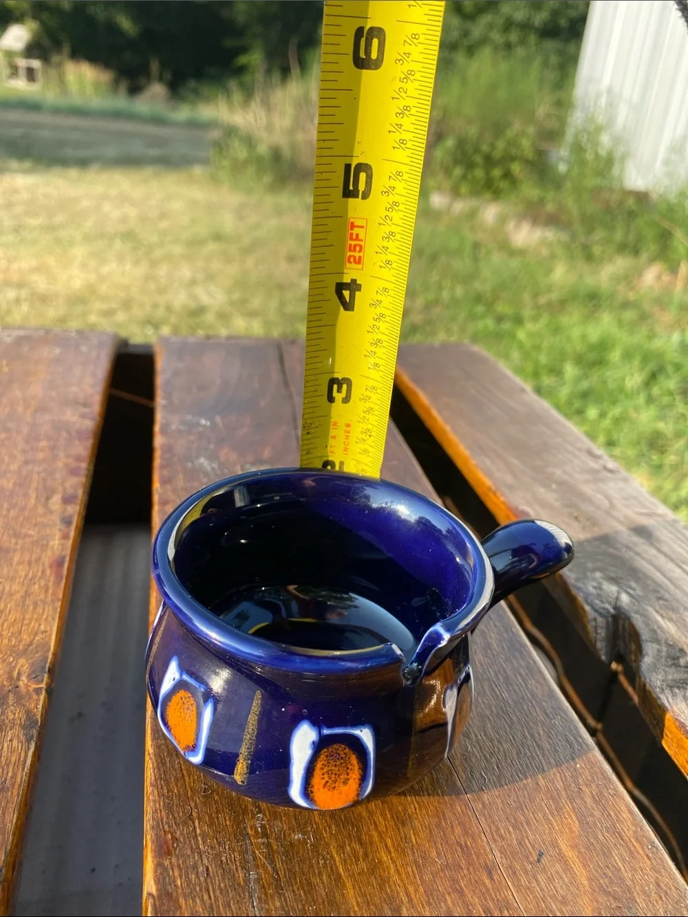 Ceramic Butter/Sauce Warmer Pouring Bowl in Deep Cobalt Blue 2